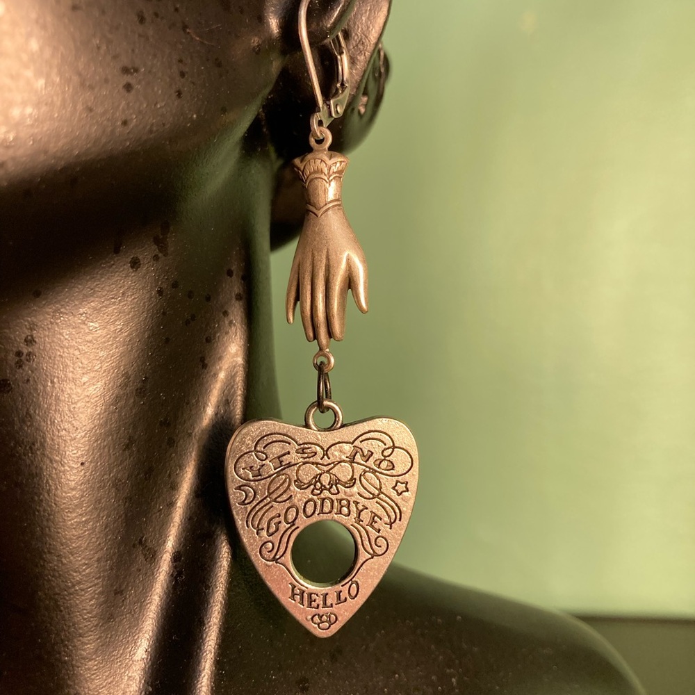 Gothic Victorian Hands + Ouija Planchette Earrings | MDM Original | Spooky!